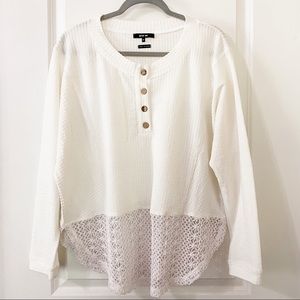 Miss Me White Lace Button Top